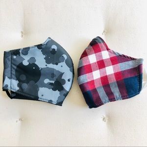 Camo and red striped mask